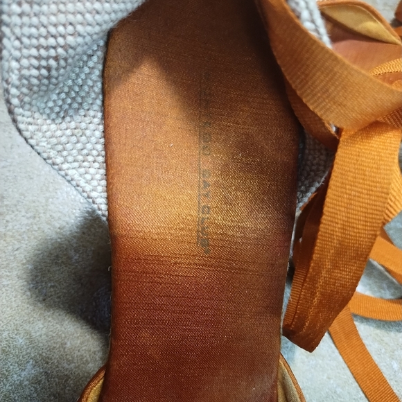 Montego Bay Club Leg Strap Beaded & Embroidered Pearl Wedges Espadrilles Size 8 - Picture 5 of 8